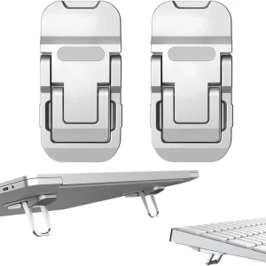 2 Pcs Zinc Alloy Foldable Laptop Stands, Portable Computer Keyboard Riser Feet